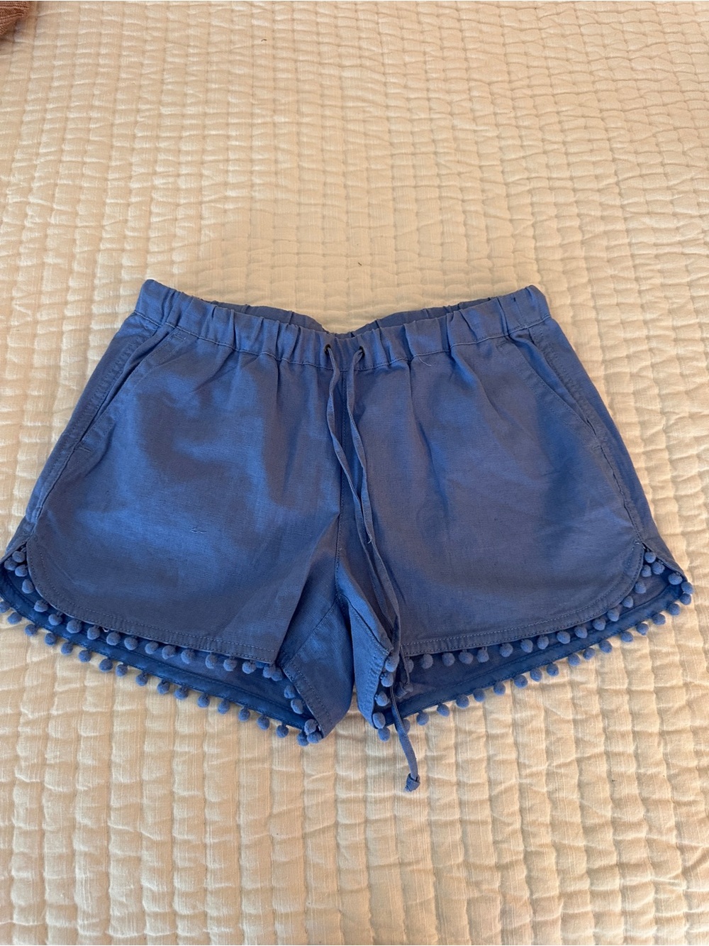 J. Crew Cornflower Blue Pom-Pom Drawstring Athletic Shorts